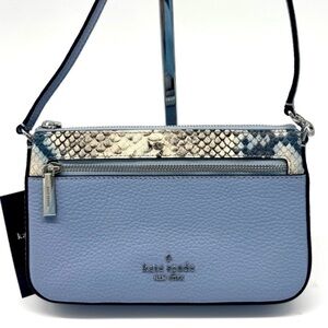 Kate Spade Leila Convertible Leather Mini Pachette Bag Snakeskin Blue